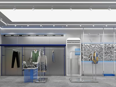 Modern Fashion Clothing Store Interior With Mannequins Clothing Racks And Trendy Outfits 3d model