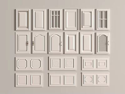 Different Styles of Doors and Windows with Panel Designs and Frame Details 3d model