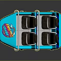 Jurassic World Themed Blue Amusement Park Ride Car With Seats And Wheels