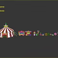 Kids Bed With Red White Striped Tent And Toy Train Balloon Target