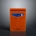 Orange Leather Card Holder With Stitched Design Card Slot And Monogram SB