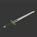 Classic Medieval Weapon Sword With Long Blade Brown Handle And Metal Guard