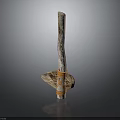 Handcrafted Wooden Decorative Pole With Rope Wrapped Base And Natural Texture
