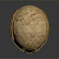Sand Colored Military Helmet With Worn Texture And Chin Strap Design