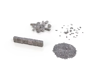 Practical Gray Household Supplies Including Solid Blocks Granules and Small Chips 3d model