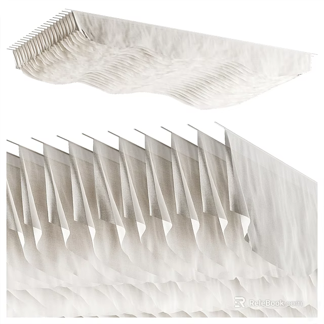 Modern White Ceiling Design Featuring Wavy Fold Patterns and Layered Texture 3d model 