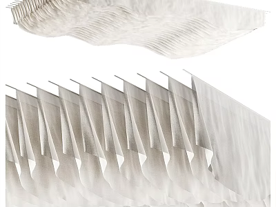 Modern White Ceiling Design Featuring Wavy Fold Patterns and Layered Texture 3d model