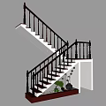 Modern Interior Staircase Design With Dark Wood Railing White Steps And Potted Plant