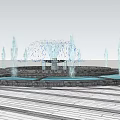 Circular Outdoor Fountain Design With Water Jets And Stone Base Structure 3d model