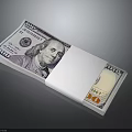 Stack of 100 US Dollar Bills Bound with White Paper Band
