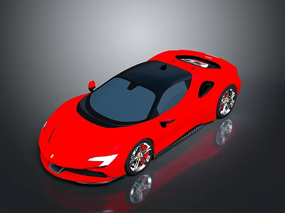 Red Sports Car With Black Roof 3D Rendered Exterior And Shiny Reflection 3d model