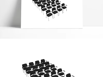 Black Leisure Chairs Neatly Arranged In Multiple Rows Modern Design 3d model