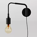 Modern Minimalist Black Curved Arm Wall Light With Transparent Filament Bulb