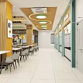 Traditional Chinese Restaurant Interior With Wooden Ceiling Shelves Hanging Lights And Tables