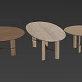 Minimalist Wooden Dining Table Set With Round Tops And Multiple Sizes 3d model