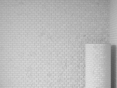Two White Cylindrical Building Components With White Brick Wall Background 3d model