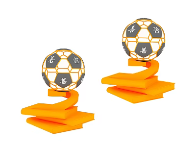 Decorative Soccer Ball Shaped Ornaments With Orange Spiral Base Structure 3d model