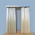 Elegant Light Colored Floor Length Curtain With Sheer Layer And Textured Fabric
