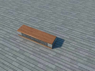 Outdoor Wooden Bench With Stone Accents Placed On Gray Wooden Floor 3d model