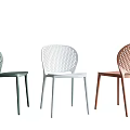 Modern Dining Chairs With Perforated Backrest In Green White And Orange Colors