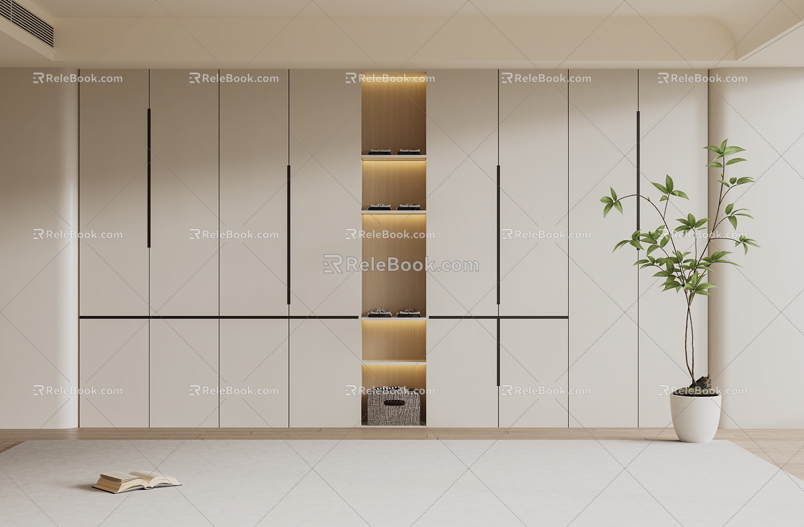 Modern Cream Style Wardrobe Bedroom Wardrobe Children's Room Wardrobe Finished Wardrobe 3d model