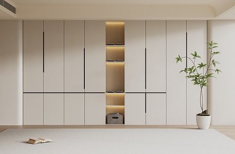 Modern Cream Style Wardrobe Bedroom Wardrobe Children's Room Wardrobe Finished Wardrobe 3d model