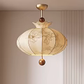 Traditional Chinese Lantern Pendant Light with Intricate Peony Patterns and Ivory Shade