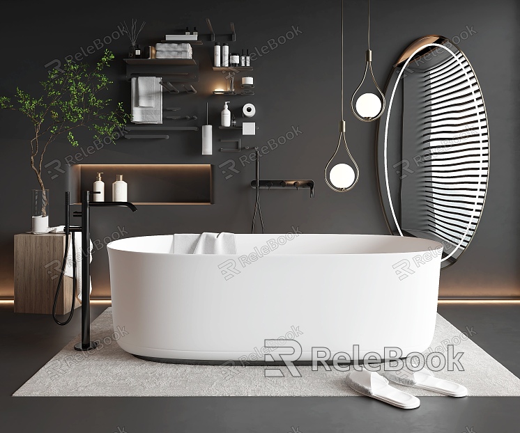 Bathtub Bathroom products Towel rack Bathrobe Mirror model