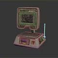 Vintage Electronic Device With Rusty Worn Screen Control Panel And Antenna Base