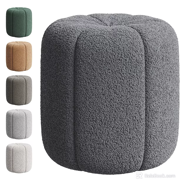Modern Comfortable Bar Stools with Soft Fluffy Fabric and Multiple Color Choices 3d model 