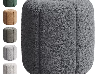 Modern Comfortable Bar Stools with Soft Fluffy Fabric and Multiple Color Choices 3d model