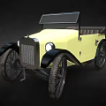Vintage Yellow Convertible Car With Open Top Classic Grille And Wheels