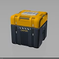 Sturdy Yellow And Gray Utility Storage Box With Caution Label And Secure Handles 3d model