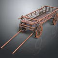 Classic Vintage Wooden Cart With Woven Frame And Spoked Wheels Structure Design