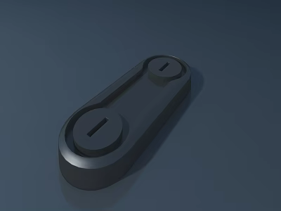 Black Rectangular Mechanical Part With Two Circular Holes And Groove Design 3d model