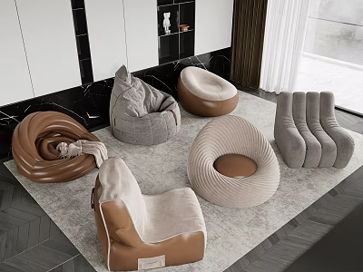 Stylish Lazy Sofa Collection With Various Colors And Modern Designs For Living Room 3d model