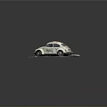 Vintage Cream Colored Volkswagen Beetle With Worn Exterior On Circular Gray Platform
