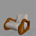 Elegant Modern Single Sofa Design With Cream Fabric Wooden Curved Arms And Minimalist Style