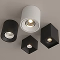 Modern Black And White Cylindrical Square Downlights And Spotlights Design