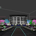 Modern Residential Building With Multiple Balconies Lush Green Surroundings And Courtyard Entrance