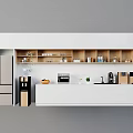 Modern Kitchen Cabinets White Design With Open Shelves Appliances And Kitchen Items 3d model