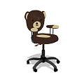Cute Bear Shaped Brown Office Chair with Light Colored Accents and Black Wheel Base