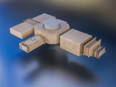 Future Architecture Modern Design With Combined Modular Geometric Shapes And Floating Structure 3d model