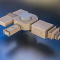 Future Architecture Modern Design With Combined Modular Geometric Shapes And Floating Structure