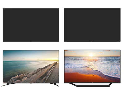 Ultra Slim Smart TV Displaying Scenic Ocean Sunset And Beach Views 3d model
