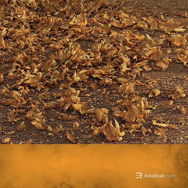 Golden Fallen Leaves Scattering Across Scenic Outdoor Ground in Autumn 3d model 
