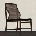 Modern Wooden Dining Chair With Woven Backrest Black Seat And Minimalist Design