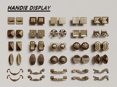 Various Decorative And Functional Handles In Different Designs Styles And Shapes 3d model