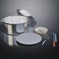 Essential Kitchen Living Supplies Including Stainless Steel Pot Plate Small Bowl Knife Fork And Spoon