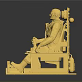 Golden Seated Figure Statue On Intricate Chair With Reflective Surface